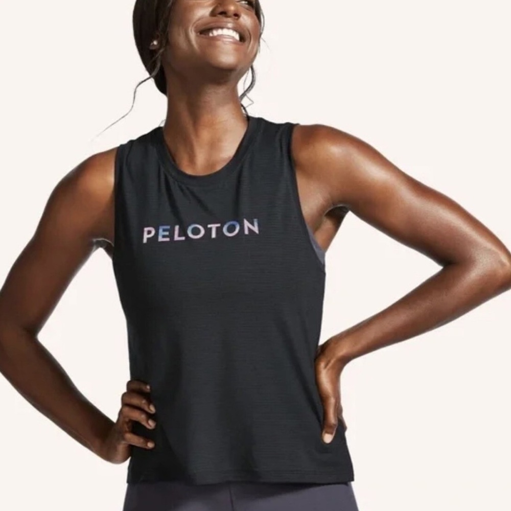 Peloton x lululemon Black Mesh Tank Top with Gradient Logo